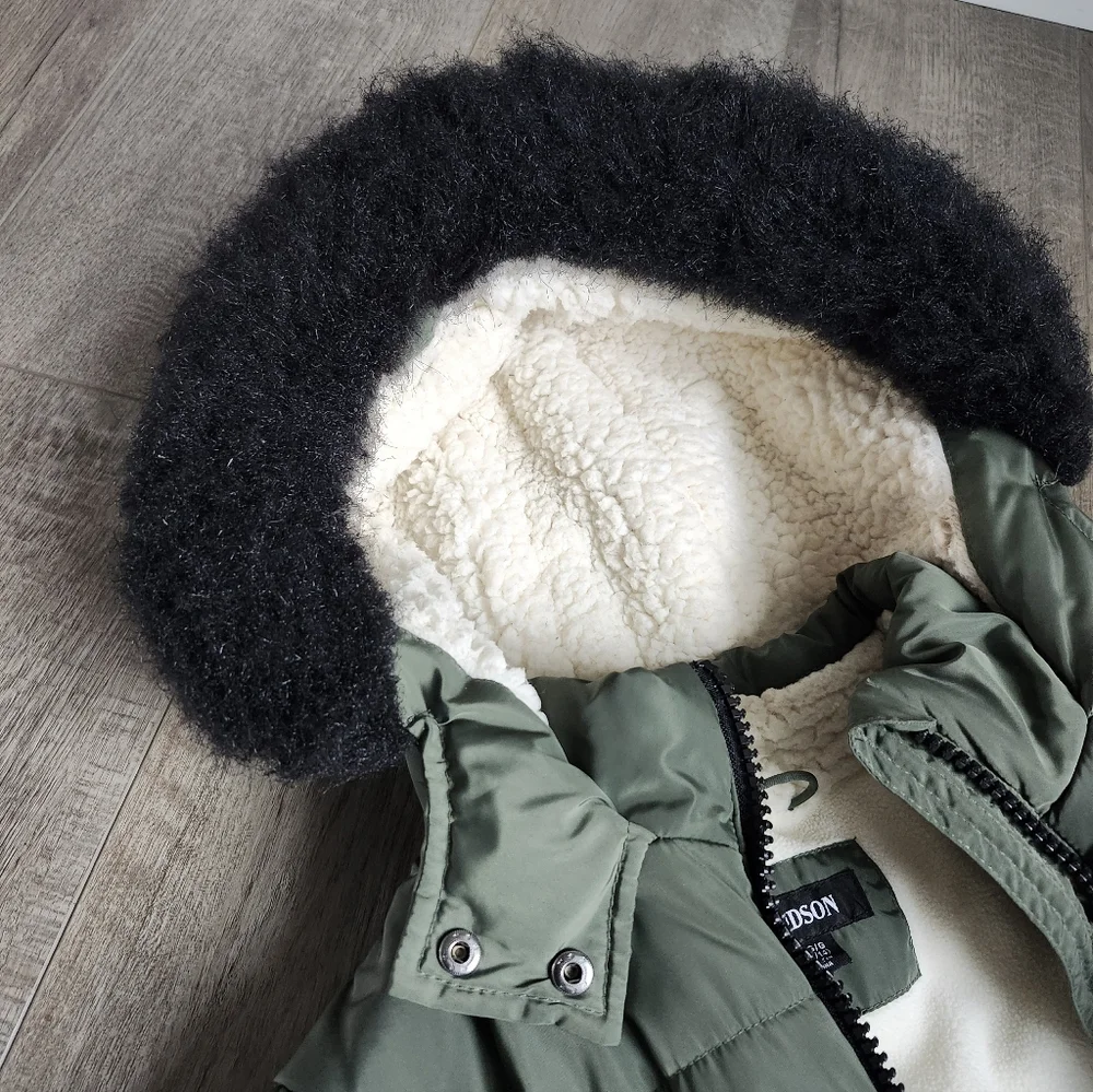 Hudson Girls Winter Coat Olive Green Size L 12/14 - Picture 4 of 12